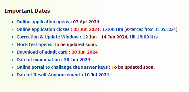 NEST 2024 Important Dates